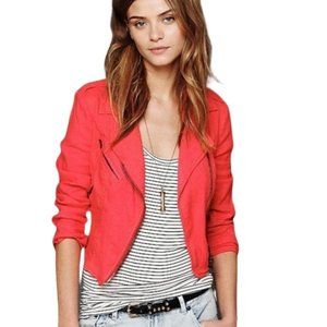 2/$40 -Free People – Linen Cropped Moto Jacket – 8